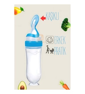 ModaCar Kaşıklı Mama Silikon Biberon ERKEK Bebek Besleyici