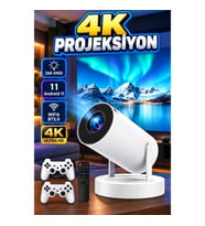 Çift Kollu 4K Projeksiyon Cihazı – Wi-Fi 6, Bluetooth 5.0, Ekran Yansıtma ve Taşınabilir Tasarım