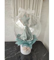 Büyülü Balon-bebek Yıldız Müslin Uyku Arkadaşı Unisex Doğum Tebrik Hediye Kutusu (Beyaz-Su Yesılı)