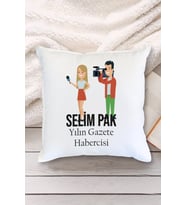 Kişiye Özel Gazeteciler ve Basın Bayramı Tasarımlı Yastık