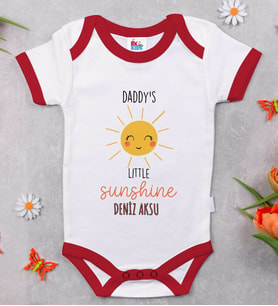 BK Kids Kişiye Özel Daddy's Little Sunshine Tasarımlı Kırmızı Bebek Body Zıbın-1
