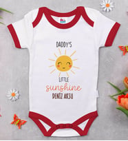 BK Kids Kişiye Özel Daddy's Little Sunshine Tasarımlı Kırmızı Bebek Body Zıbın-1