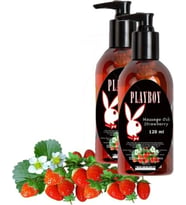 Playboy Strawberry Massage Oil 2 Adet Çilek Aromalı Vücut Masaj Yağı