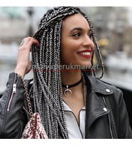 Afrika Örgüsü ve Rasta için Sentetik Saç GREY 2 ORTA GRİ Xpression