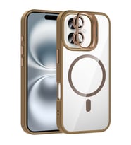 Apple iPhone 16 Plus Uyumlu Kılıf Standlı ve Kamera Lens Hediyeli M-Safe Şarj Özellikli Zore Etro Kapak (Gümüş)