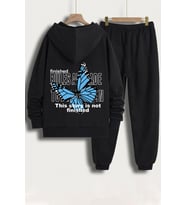 Unisex Kelebek Baskılı Eşofman Takımı (Siyah)