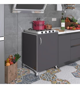 Kenzlife ocak dolabı ahunaz gri 85*60*56 hazır mutfak klasik set üstü ocak için arkalıksız (Karışık)