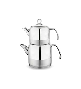 Schafer Ada 4 Parça Inox Orta Boy Metal Çaydanlık Takımı (Gri)