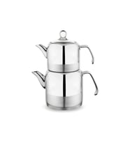 Schafer Ada 4 Parça Inox Orta Boy Metal Çaydanlık Takımı (Gri)