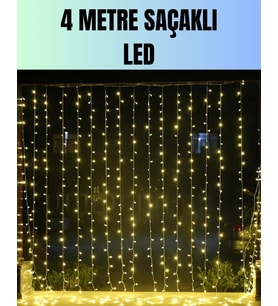 4 Metre Yılbaşı Şelale Led Perde Işık Ev Bahçe Dekor