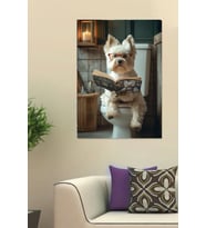KOMİK KÖPEK WC VC TUVALET BANYO MİZAH KANVAS TABLO HEDİYELİK DEKARASYON SÜSÜ ÖLÇÜ SEÇİNİZ :) (Çok Renkli)