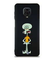 Xiaomi Redmi Note 9S Soft Premier Kapak Squidward Dokunaç Tasarımlı Silikon Kılıf - Siyah (Şeffaf)