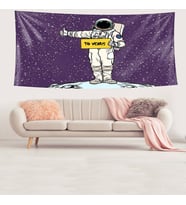 To Venüs Astronot Desen Leke Tutmaz Kadife Dokulu Kumaş Duvar Örtüsü Duvar Halısı Tapestry (Mor)