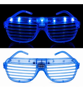 LED Işıklı Panjur Parti Gözlüğü Mavi Renk Shutter Gözlük (5365)