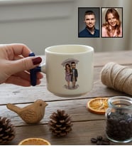 Kişiye Özel Karikatürlü Yürüş Yapan Romantik Sevgililer T Kupa Sevgililer Günü Hediyesi