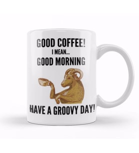 GOOD MORNING Funny Coffee Drinks Lover Gift Quote   Vintage Retro Rainbow Style Kupa Bardak Porselen
