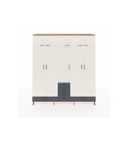 Hyperion Dolap 6 Raflı 6 Çekmeceli 4 Askılı 220x44x243 Çam-Aytaşı/Antrasit