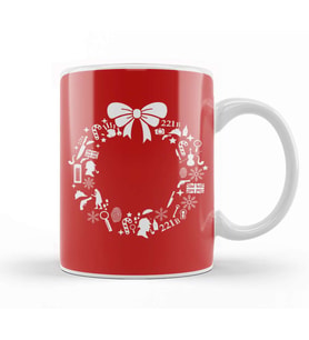 Sherlock Holmes Christmas Wreath Pattern Kupa Bardak Porselen