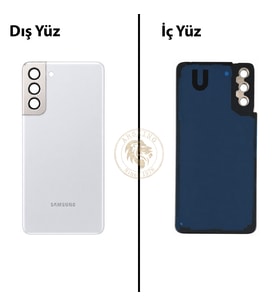 Samsung S21 Plus Gümüş Arka Pil Kapağı Batarya Kapağı Lazer Kesim Back Cover