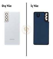 Samsung S21 Plus Gümüş Arka Pil Kapağı Batarya Kapağı Lazer Kesim Back Cover