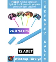 #Kalem Genç Çocuk Okul Ofis Anime Figürlü Mini Yelpazeli Tasarım Tükenmez Kalem 26 X 13 Cm 12 Adet