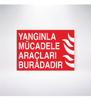 Yangınla Mücadele Araçları Buradadır 21x28 Arkası Yapışkanlı Levha