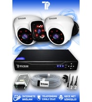 PICAM 3 Kameralı Panda 2 İç Kamera Set HDD'siz Full HD Gece Görüşlü Güvenlik Kamerası Sistemi
