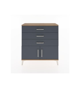 Arges Şifonyer Tek Raflı 3 Çekmeceli 2 Kapaklı 88x30x96 Çam-Antrasit