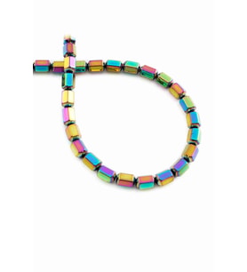 Hematit Doğal Taş Parlak Gökkuşağı 4x6mm Dizi