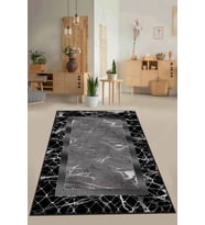 Siyah Çerçeveli Kaymaz Taban Makinede Yıkanabilir Halı AR949 - 100 x 160 cm