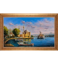 Çerçeveli Paspartulu Manzara Tablo ah1898 (Gold)