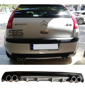 Citroen Difüzör Arka Tampon Eki 4 Egzoz Çıkışlı Gri Lüx Tip