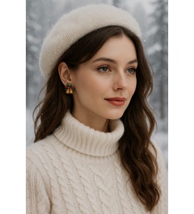 El Yapımı Golden Christmas Bells Minimal Yılbaşı Küpe - Şık Ve Özgün, Yılbaşı, Hediye, Yeniyıl (Altın)