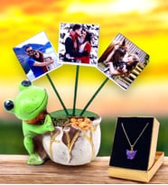 Kişiye Özel 3 Fotoğraflı Dekoratif Kurbağa & Kelebek Kolye