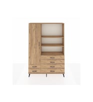 Arges Gardrop 7 Raflı 6 Çekmeceli Tek Kapaklı  132x30x195 Çam-Çam
