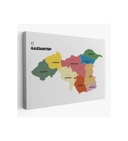 Gaziantep  İli ve İlçeler Haritası  Dekoratif Kanvas Tablo 1343