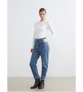 LCW Modest İndigo Mom Fit Kadın Jean Pantolon