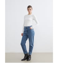LCW Modest İndigo Mom Fit Kadın Jean Pantolon