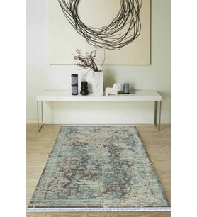 Mavi Modern Dokuma Pamuk Tabanlı Kaymaz Kilim KLM007