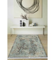Mavi Modern Dokuma Pamuk Tabanlı Kaymaz Kilim KLM007