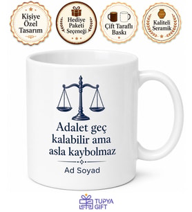 Hukuk Öğrencisi Hediyesi Özel Tasarım Baskılı Porselen Kupa Bardak