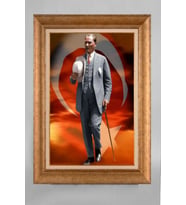 EV İŞYERİ OFİS İÇİN ALTIN ÇERÇEVELİ PASPARTULU ATATÜRK TABLO S322