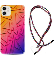 Apple iPhone 11 12 13 Mini Kılıf Boyun Asklı Rasta Silikon Üçgenler 1635