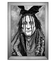 Kızılderili Motifli Kanvas Tablo 80 x 110 cm Silver Çerçeve
