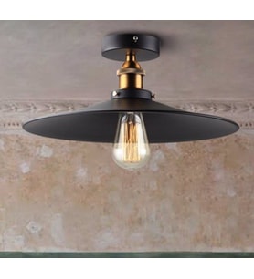mylights retro  rustik  40 cm metal plofonyer tavan avize  (Siyah)