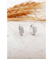 Taşlı Rodyumlu 9 Mm Mini Gümüş Halka Küpe 7318
