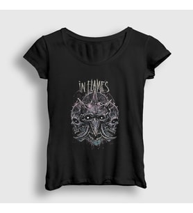 Presmono Kadın Siyah Skulls In Flames T-Shirt 84957tt