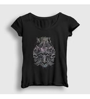 Presmono Kadın Siyah Skulls In Flames T-Shirt 84957tt