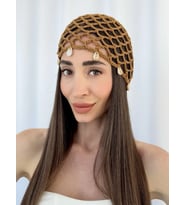 ZR Model Deniz Kabuğu Detay Kahverengi File Şapka