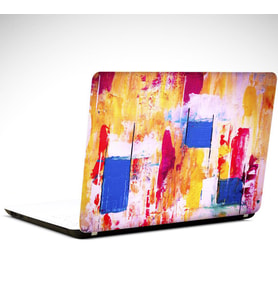 Pembe İçinde Mavi Kareler Soyut Laptop Sticker 15.4 inch (37X26CM)